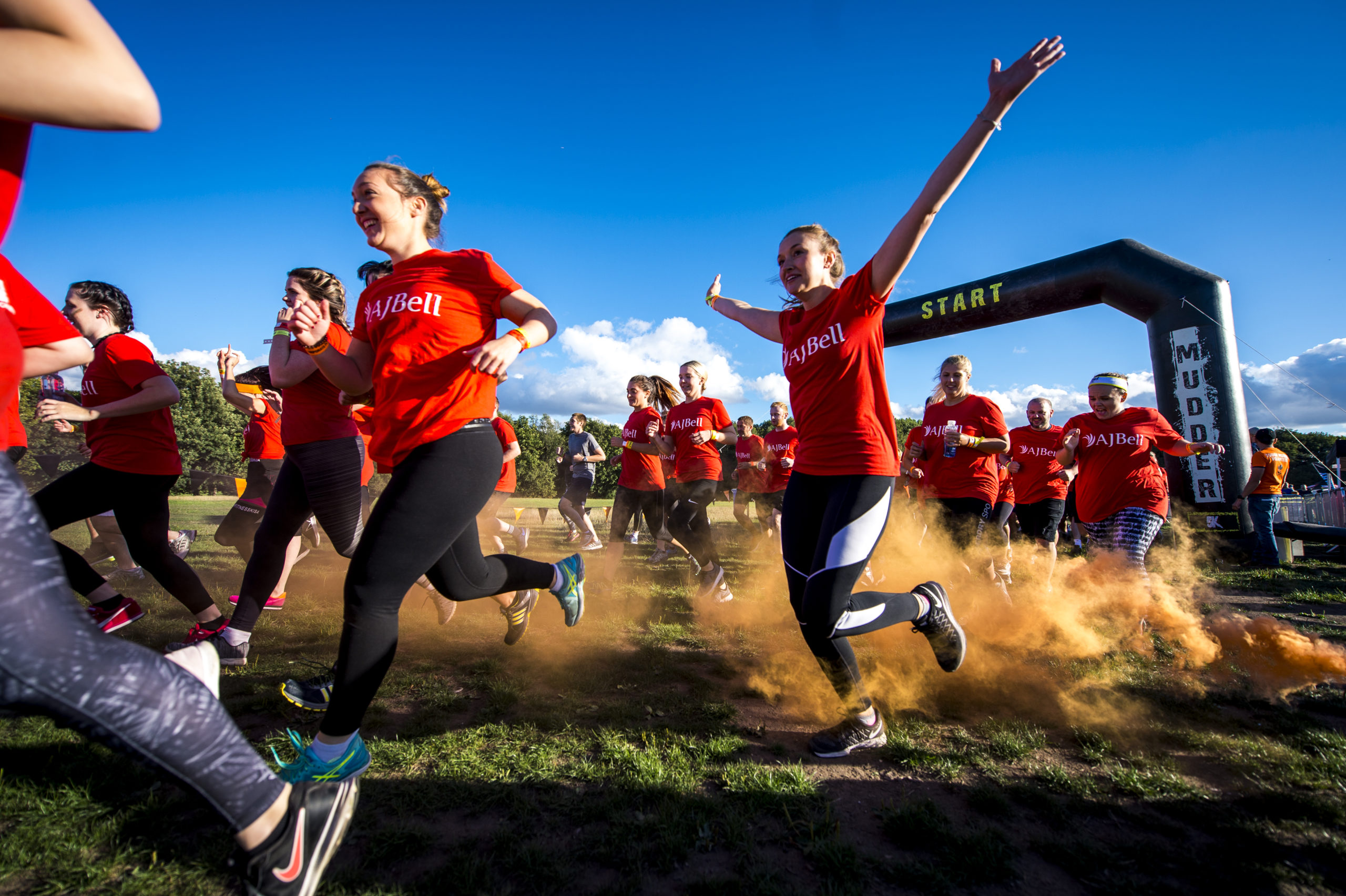 Corporate team running together