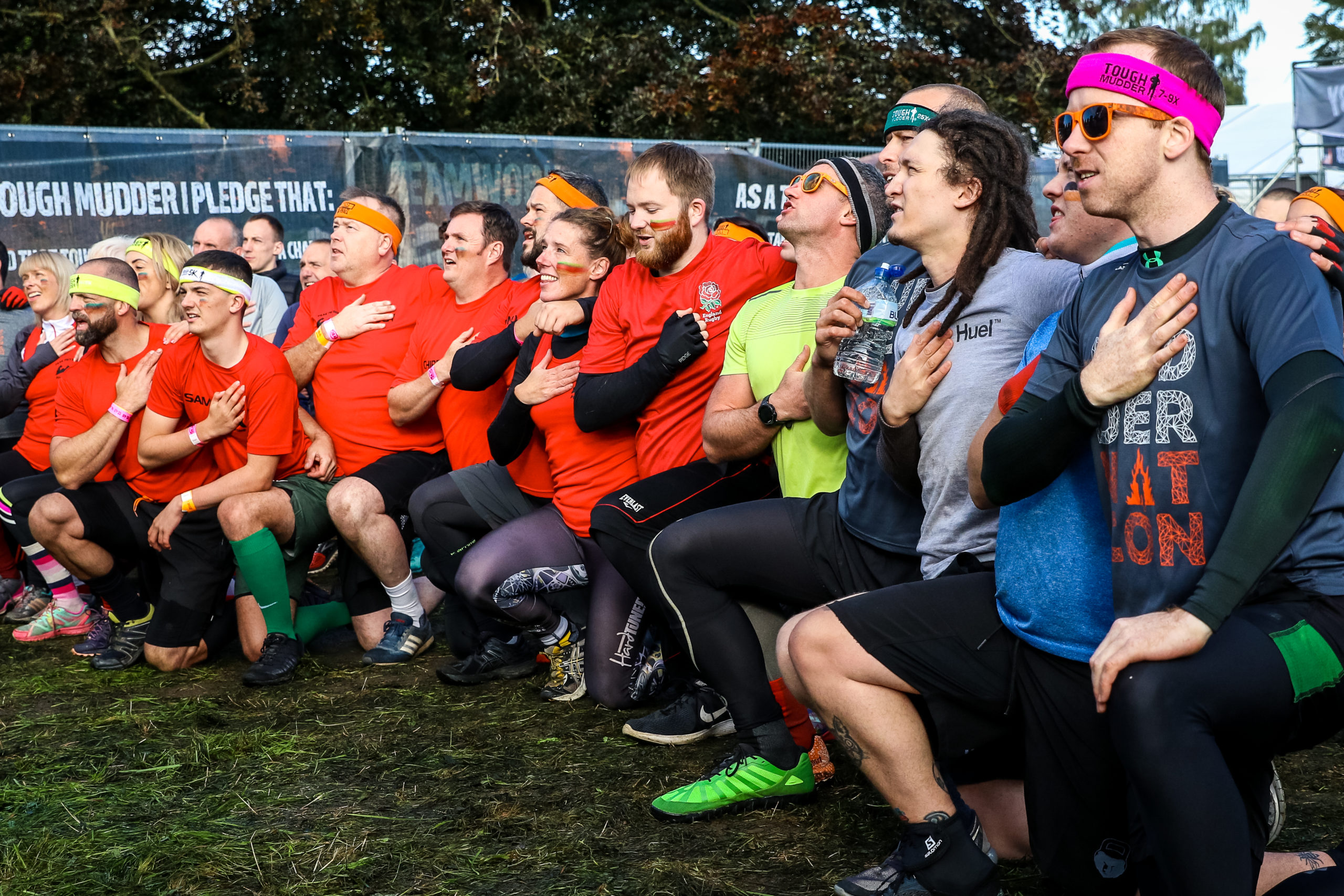 Mudders taking part in the pledge