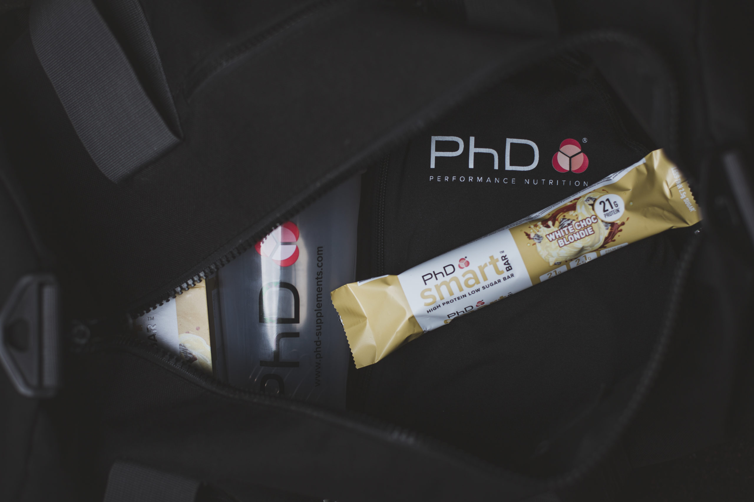 PhD bar in gym bag