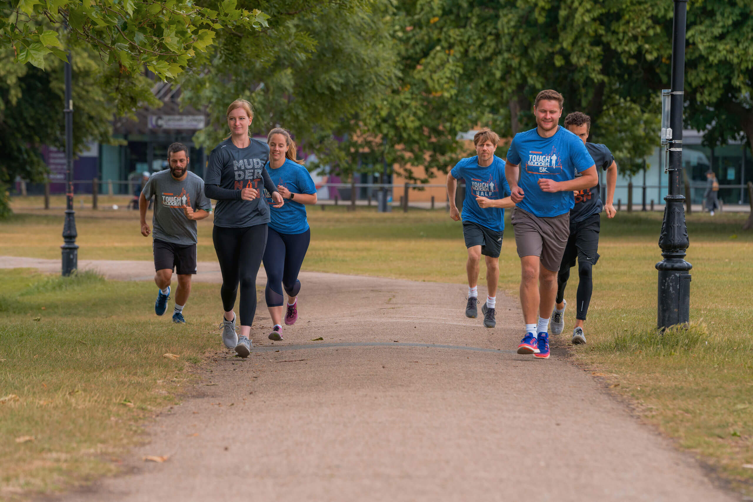 Participants running in the field