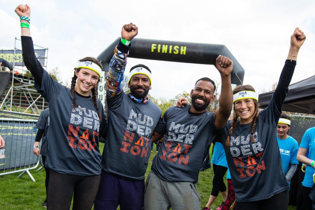 Participants taking picture at the finish line