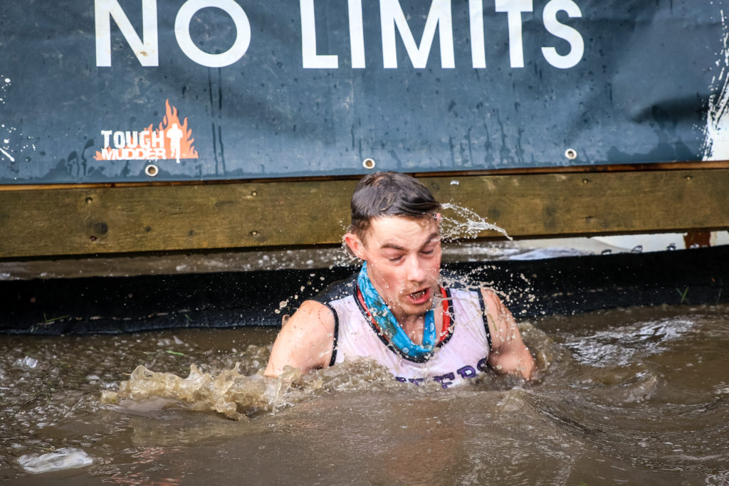 man emerging cold water