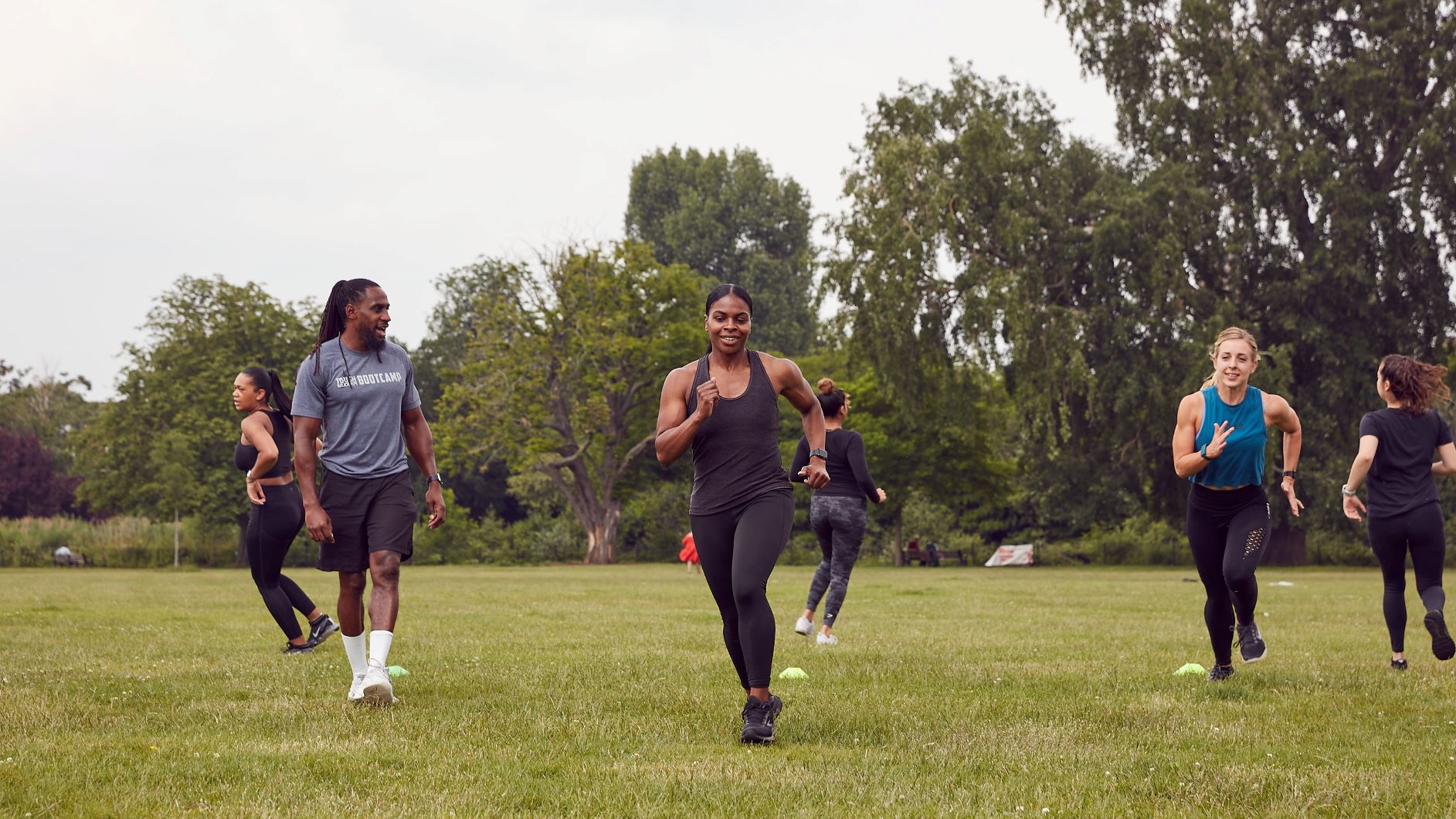 Participants running in the field