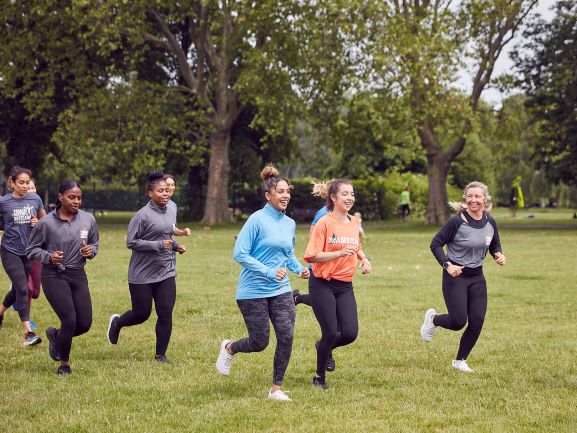 Participants running in the field