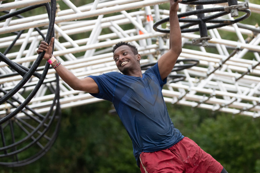 man on funky monkey swing