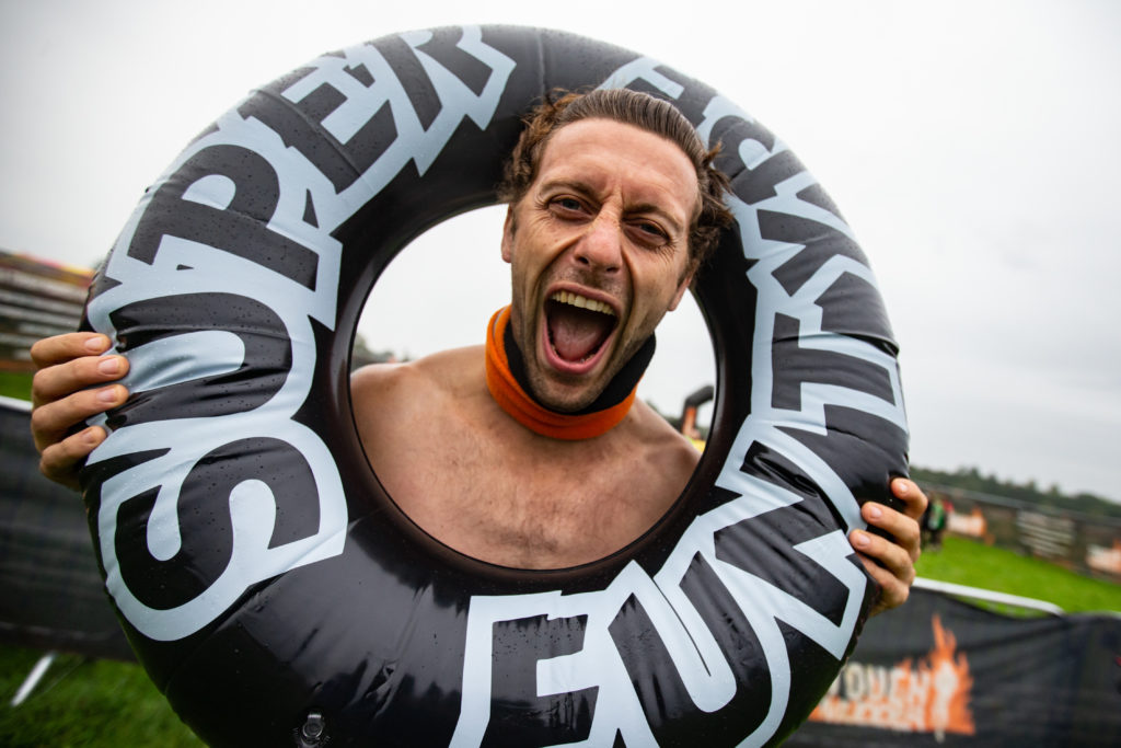 man with rubber ring