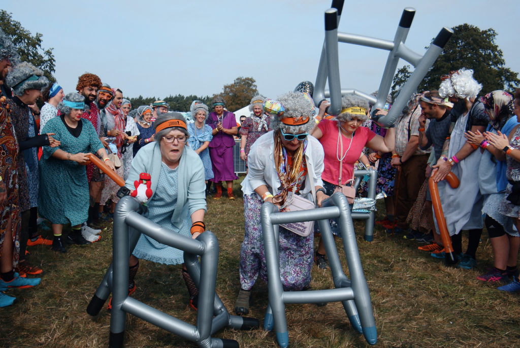 Three grannies dancing at Tough Mudder North West