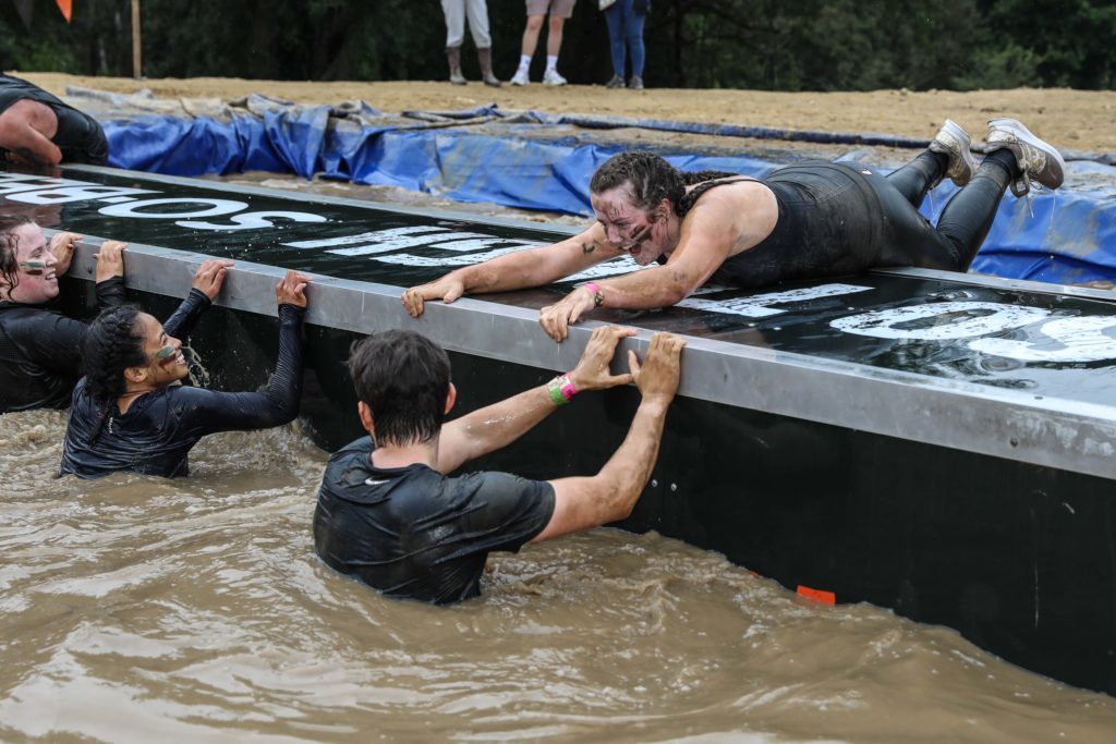 girl on water obstacle 