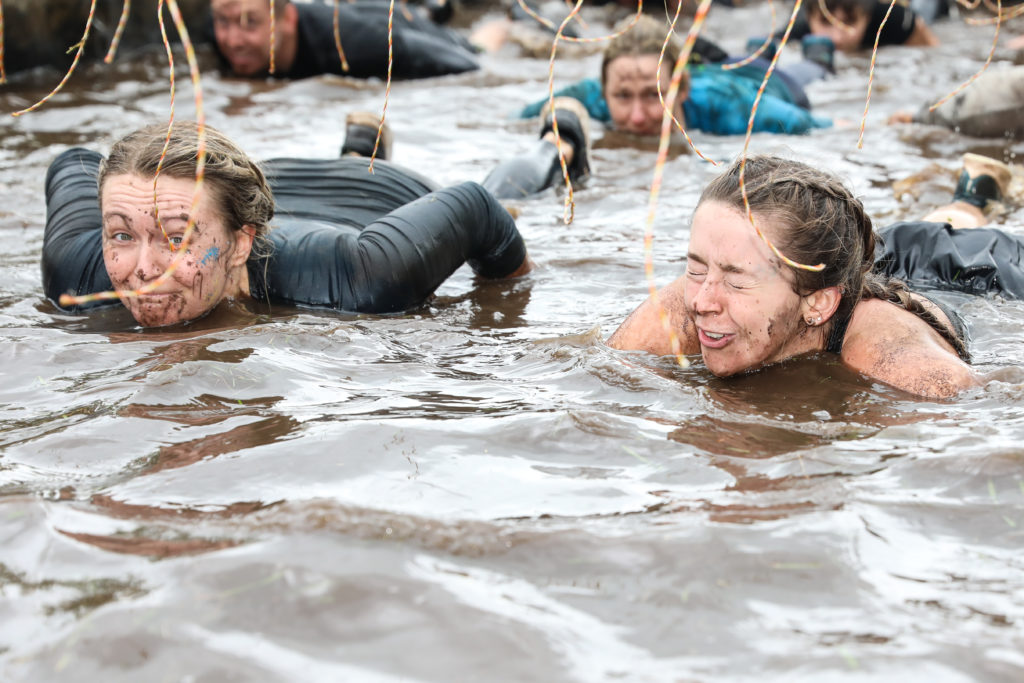 two girls in water obstacle