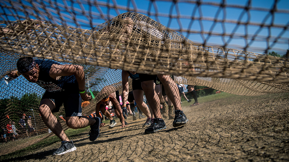 participants at Tough Mudder at Devil's Beard obstacle
