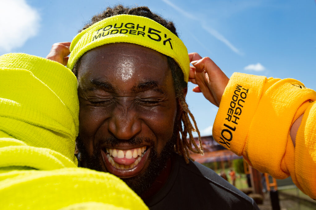 man getting tough Mudder headband global running day