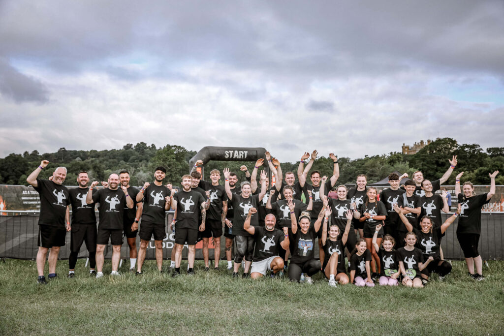Participants posing for a picture at the starting line