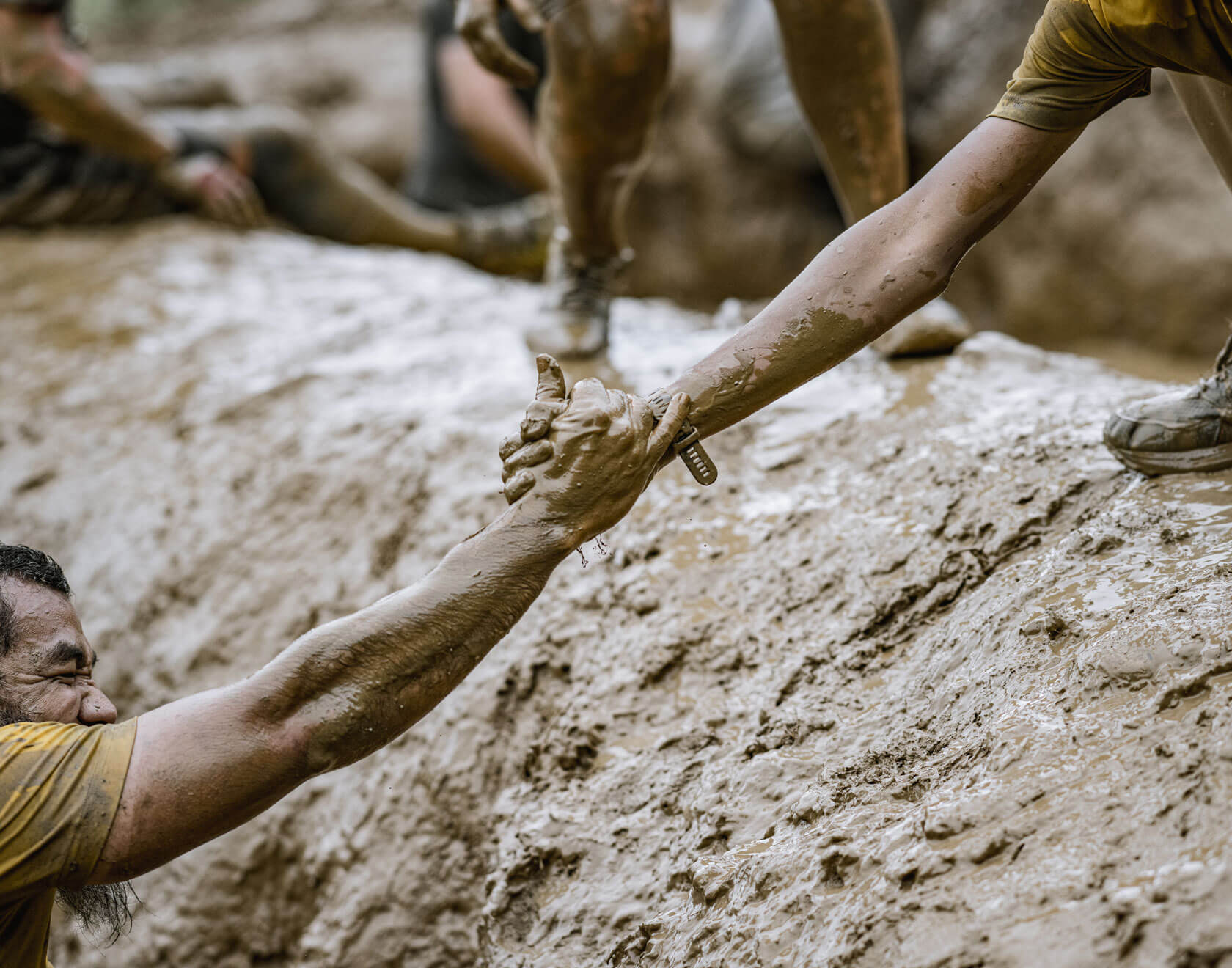 A participant offering his hand to another participant